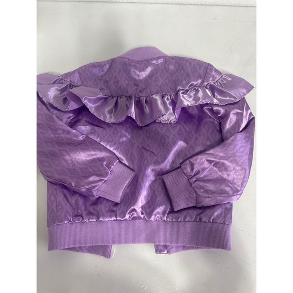 Disney Frozen 2 Elsa Anna Purple Ruffle Bomber Jacket - Size 5/6 - Picture 8 of 9
